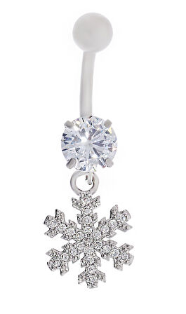 Kadın Kar Tanesi ve Tektaş Model Taşlı Çelik Piercing
