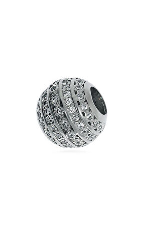 Kadın Silver Renk Taşlı Top Gümüş Charm