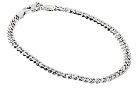 Erkek 3 mm İnce Çelik Bileklik Gümüş