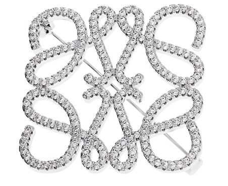 Kadın Love Model Taşlı Broş Gümüş