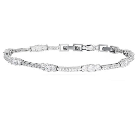 Kadın Sıralı Üç Taş Model Çelik Bileklik