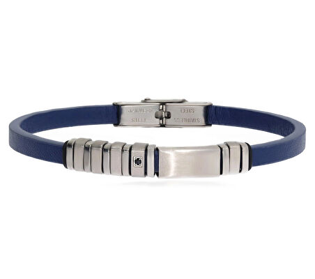 Erkek Lacivert Renk Deri Bileklik