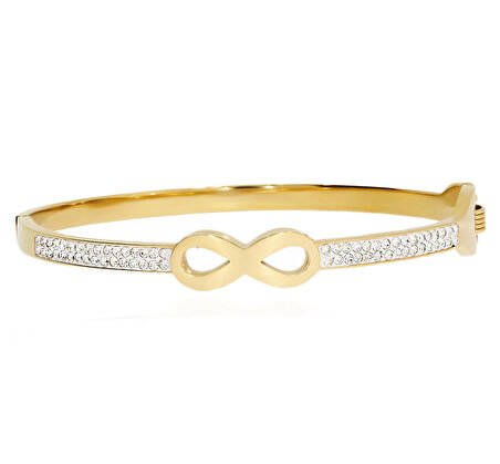 Kadın Sonsuzluk Sembolü Detay Taşlı Çelik Bilezik