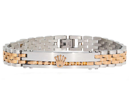 Erkek Rose Renk ve Sembol Detay Çelik Bileklik