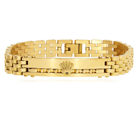 Erkek Sembol Taç Detay Çelik Bileklik