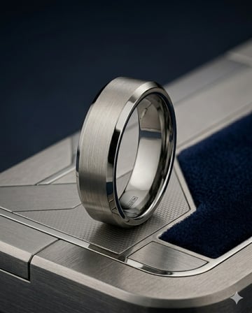 Erkek Gümüş Renk Detay 6 mm Tungsten Yüzük