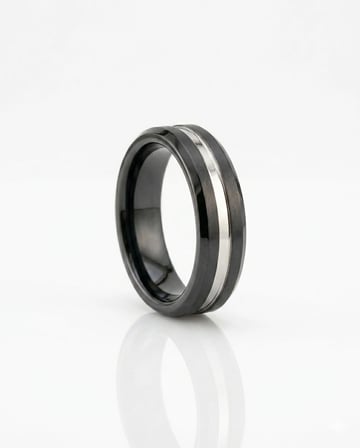 Erkek Silver Renk Çizgi Detay 6 mm Tungsten Yüzük