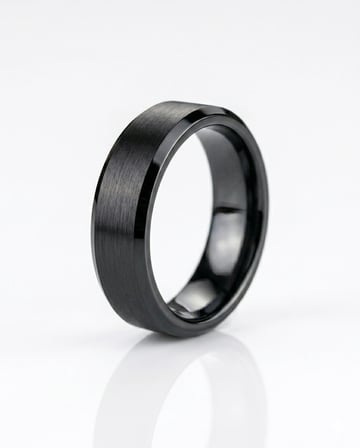 Erkek Düz Siyah Renk 6 mm Tungsten Yüzük