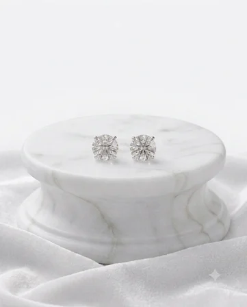 Kadın Moissanite Tek Taş Model Gümüş Küpe