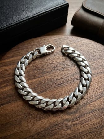 Erkek 12 mm Çelik Bileklik Gümüş