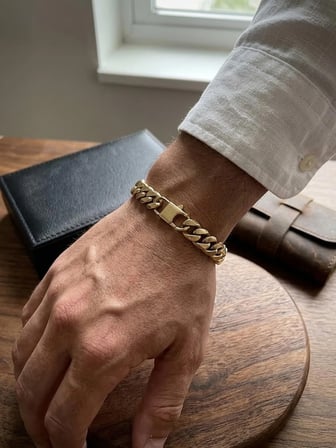 Erkek 12 mm Çelik Bileklik Gold