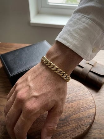 Erkek 12 mm Çelik Bileklik Gold