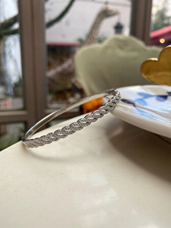 Kadın Gümüş İthal Taşlı Kelepçe