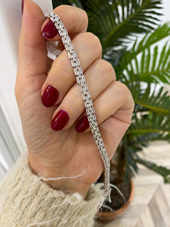 Kadın Gümüş İthal Baget Taşlı Bileklik