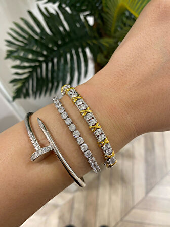 Kadın Gümüş İthal Kalın Çivi Bileklik