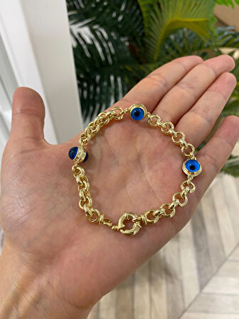 Kadın Gümüş 3 Cam Gözlü Bileklik