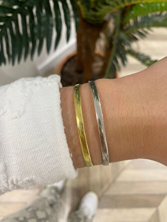 Kadın Gümüş İthal Yassı Bileklik