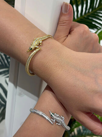 Kadın Gümüş İthal Zirkon Taşlı Kelepçe Bileklik