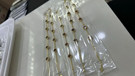 Kadın Gümüş Mini 5 Yoncalı Bileklik