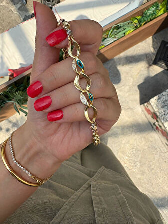 Kadın Gümüş Mineli Tasarım Bileklik