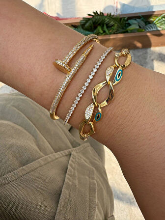 Kadın Gümüş Mineli Tasarım Bileklik