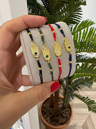 Kadın Gümüş Fatma Ana Eli İpli Bileklik