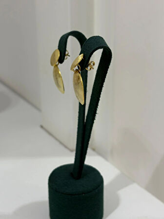 Kadın Gümüş Tasarım Gold Küpe