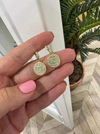 Kadın Gümüş OpalTaşlı Göz Küpe