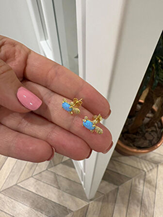 Kadın Gümüş Kaplumbağa Küpe