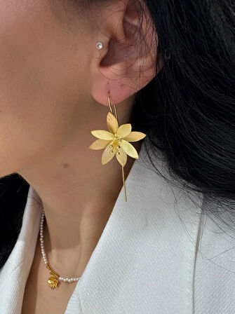 Kadın Gümüş Tasarım Çiçek Küpe