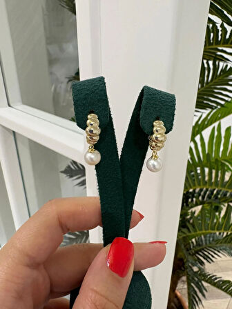 Kadın Gümüş İnci Tasarım Küpe