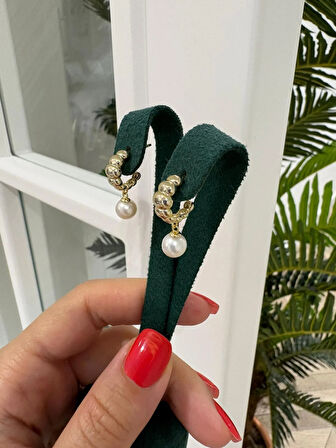 Kadın Gümüş İnci Tasarım Küpe