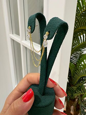 Kadın Gümüş Zincirli Küpe