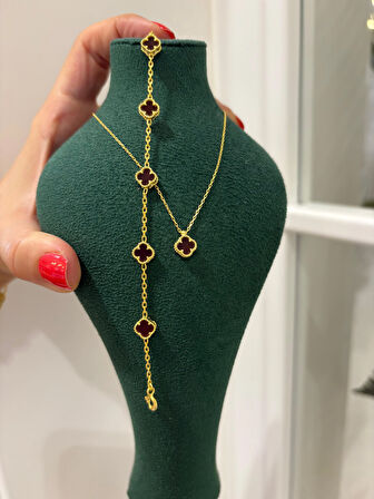 Kadın Gümüş Mini Yonca Kolye ve Bilekik