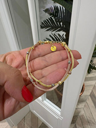 Kadın Gümüş 2 Renkli Dorica Bileklik