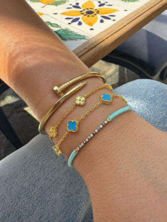 Kadın Gümüş Mini Yonca Bileklik