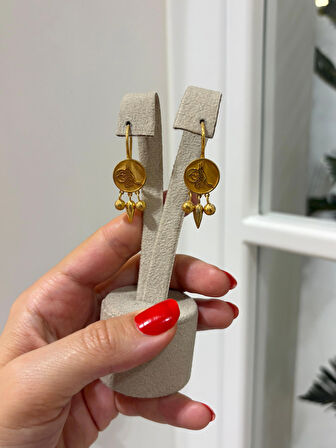 Kadın Gümüş Doricalı Tuğralı Küpe