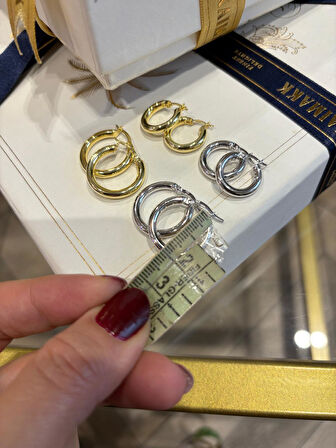 Kadın Gümüş Bombeli Halka Küpe 