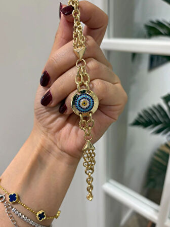 925 Ayar Gümüş Nazar Boncuklu Bileklik 