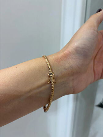 Kadın Gümüş Çiçekli Elmas Montör Bileklik 2