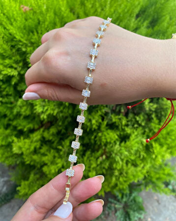 Kadın Gümüş Bagetli Bileklik