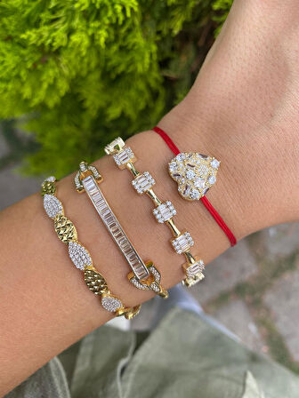 Kadın Gümüş Bagetli Bileklik