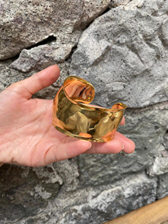 Kadın 925 Ayar Gümüş Gold Tasarım Bileklik