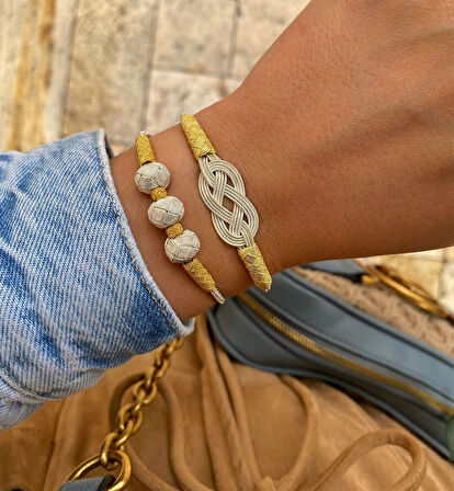 Kadın Gümüş Kazaziye Bileklik Kombin 1125