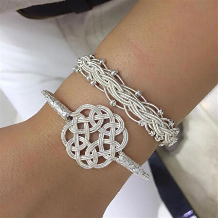 Kadın Gümüş Tasarım Kazaziye Bileklik