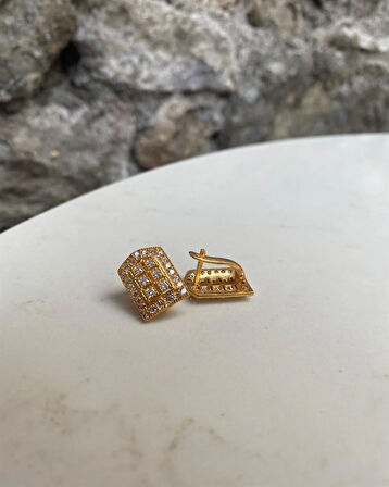 Kadın Trabzon Hasır Gümüş Prenses Toka Küpe 0329