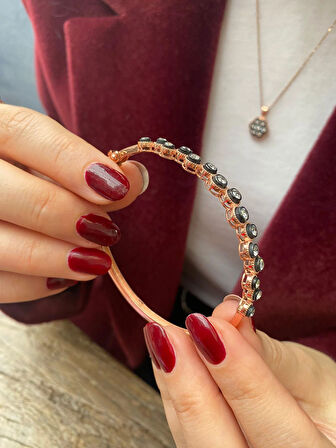 Kadın Gümüş Elmas Montür Kelepçeli Bileklik 4147