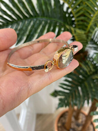 Kadın Gümüş Doğal Taşlı Otantik Bileklik