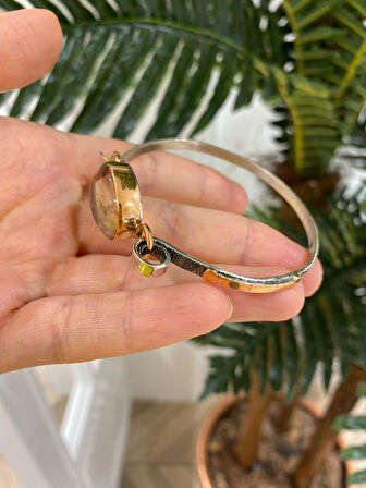 Kadın Gümüş Doğal Taşlı Otantik Bileklik