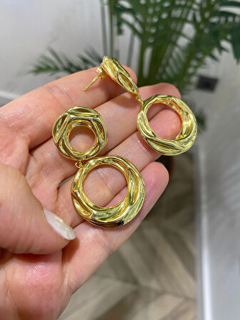 Kadın Gümüş İthal Tasarım Halka Küpe